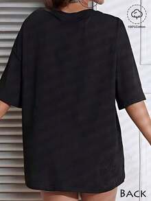 Short-Sleeved T-Shirt For Executive Team | Durable And Comfortable, An Ideal Choice For The Office Or Home, With A Fun And Colorful Design, Perfect For Everyday Wear, Made Of Lightweight And Breathable Fabric, An Elegant And Versatile Blouse For Women, With A Round Neck For Everyday Use. - 黑色 - 查看 3