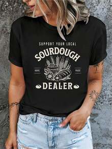 Camiseta Y2K con diseño único de pan de masa madre apoyando a los productores locales perfecta para amantes de la panadería estilo retro y moderno ideal para lucir con orgullo y destacar tu pasión por el buen comer y la cultura del pan - Negro - Ver 1