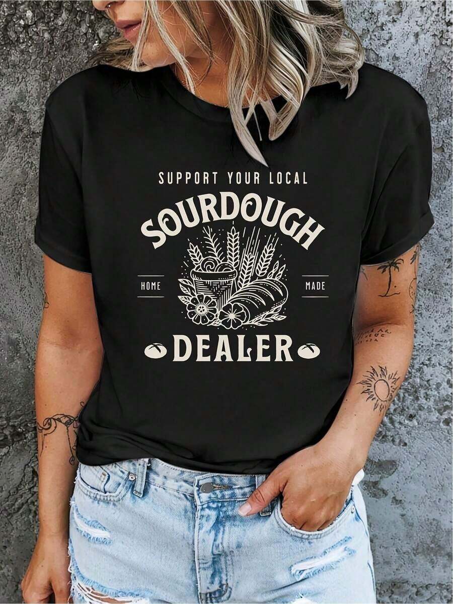 Camiseta Y2K con diseño único de pan de masa madre apoyando a los productores locales perfecta para amantes de la panadería estilo retro y moderno ideal para lucir con orgullo y destacar tu pasión por el buen comer y la cultura del pan - Negro - Ver 1