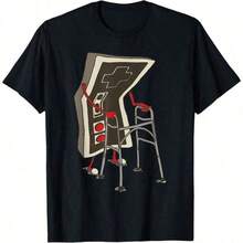 1 pieza Camiseta gráfica retro divertida de jugador antiguo para hombres y mujeres, camisetas de jugador, camiseta de cuello redondo de manga corta, ropa casual, regalo - Negro - Ver 1