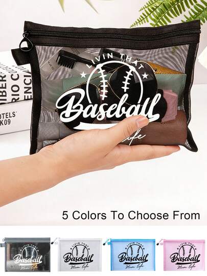 Túi đựng mỹ phẩm lưới Baseball Mom Life, túi đựng mỹ phẩm di động phù hợp đựng son môi và bông phấn, túi đựng đồ vệ sinh cá nhân trong suốt thích hợp cho du lịch, túi lưới đựng đồ trang điểm hoàn hảo cho kỳ nghỉ biển, túi đựng mỹ phẩm có khóa kéo dành cho nữ, túi đựng đồ gấp gọn nhẹ, túi mua sắm di động, túi du lịch dành cho nữ, thích hợp làm quà tặng cho giáo viên, bác sĩ, bà mẹ, phù dâu, lễ Phục sinh, ngày Quốc khánh, mùa cưới, mùa tốt nghiệp.