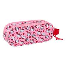 Safta | Triple Pencil Case Hello Kitty 37 Pieces School Organizer With 3 Compartments And Zipper, Side Handle, Pink Design With Hearts, Back To School, Official License - Double (1) - View 3