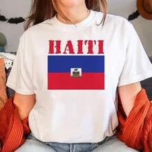 Camiseta de Haití para Mujer, Divertida, Estilo Y2K Harajuku, Ropa Femenina Divertida, Ropa Estética para Mujer - Blanco - Ver 7