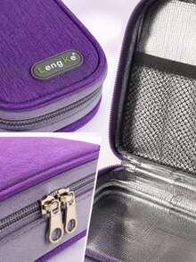High-Quality Insulin Cooler Bag - Large Capacity Storage Bag, Portable, Suitable For Outdoor Travel And Daily Use, Includes Two Cold Packs - Purple - View 2