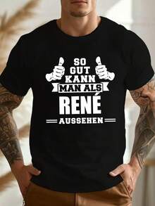 Camiseta Divertida Alemana RENE Crinkle Talla Grande para Hombres, TALLA PLUS - Negro - Ver 1