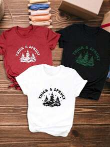 Nuevo modelo 2026: 3 Camiseta casual de manga corta para mujer, de una pieza, con estampado de árbol grueso y nítido, cuello redondo, de algodón puro, transpirable, estilo deportivo informal, ideal como regalo para primavera, mariposas, Pascua. - Blanco - Ver 7