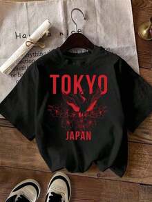 Playeras de mujer: Nueva camiseta de algodón de cuello redondo para mujer, estilo casual, manga corta, básica, con estampado de Tokio - Diseño con letras y monumentos de Tokio, Japón, camiseta casual de verano con cuello redondo, lavable a máquina - Camiseta temática, camisetas de verano, ropa de verano, conjuntos de Pascua para mujer. Ropa para el Día de San Patricio, Camiseta Gráfica Divertida de Talla Grande para Mujer, Moda Coreana para Mujer, Ropa de Algodón para Mujer, Atuendo para el Día de la Madre 2026, blusas casuales para dama - Negro - Ver 6
