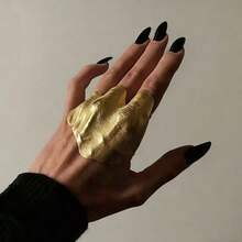 Asymmetrical Pleated Knuckle Ring, Unique Sophisticated Jewelry Accessory With Minimalist Chic Vibe - Wrinkled Joint Ring - View 9