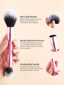 ronshadow Bộ cọ trang điểm chuyên nghiệp 19 món, gồm cọ phấn phủ, cọ má hồng, cọ nền, cọ phấn mắt, cọ kẻ lông mày, cọ môi, lông mềm, không thấm hút, dụng cụ trang điểm cơ bản, màu hồng. - Hồng - Xem 5