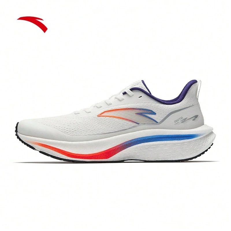 Anta Men's Professional Running Shoes, Race Shoes, Shock Absorption And Rebound, Shock Reduction 112615582 - White/Silver/Blue-3 - View 1