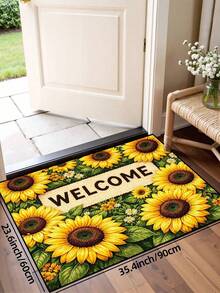 1件向日葵花田「Welcome」圖案門墊，季節性農舍風可水洗聚酯纖維墊，適用於客廳、廚房、臥室、玄關，家居裝飾、房間裝飾，四季通用 - 1PC - 查看 14