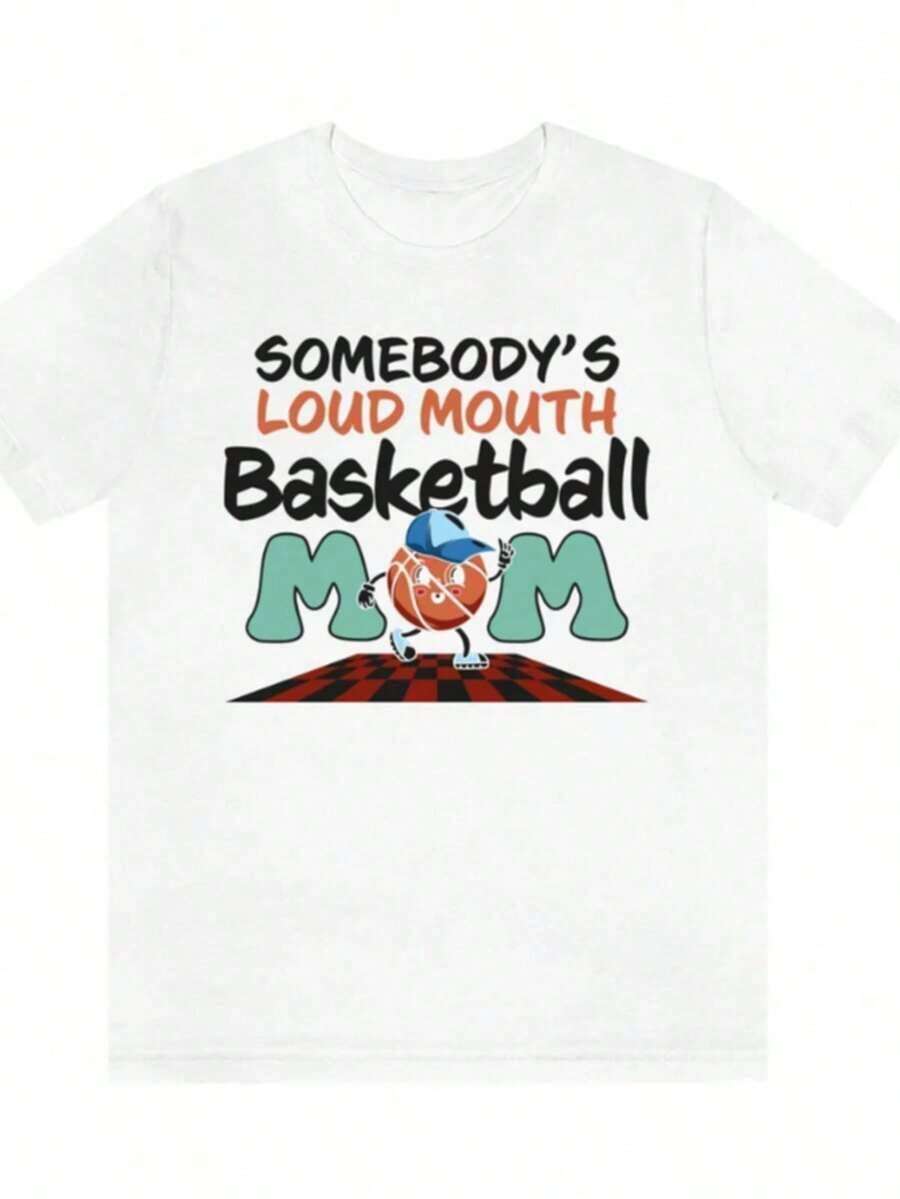 Novedad 2026: Camisetas de Mujer, Camiseta Divertida para Mamá Baloncestista, Camiseta para Mamá Baloncestista con Frases Audaces, Camiseta para Mamá Baloncestista, Camisetas Bonitas de Talla Grande para Mujer, Tela Suave, Transpirable, 100% Algodón, Camiseta de Mujer para Uso Diario con Estampado Gráfico. - Blanco 001 - Ver 1