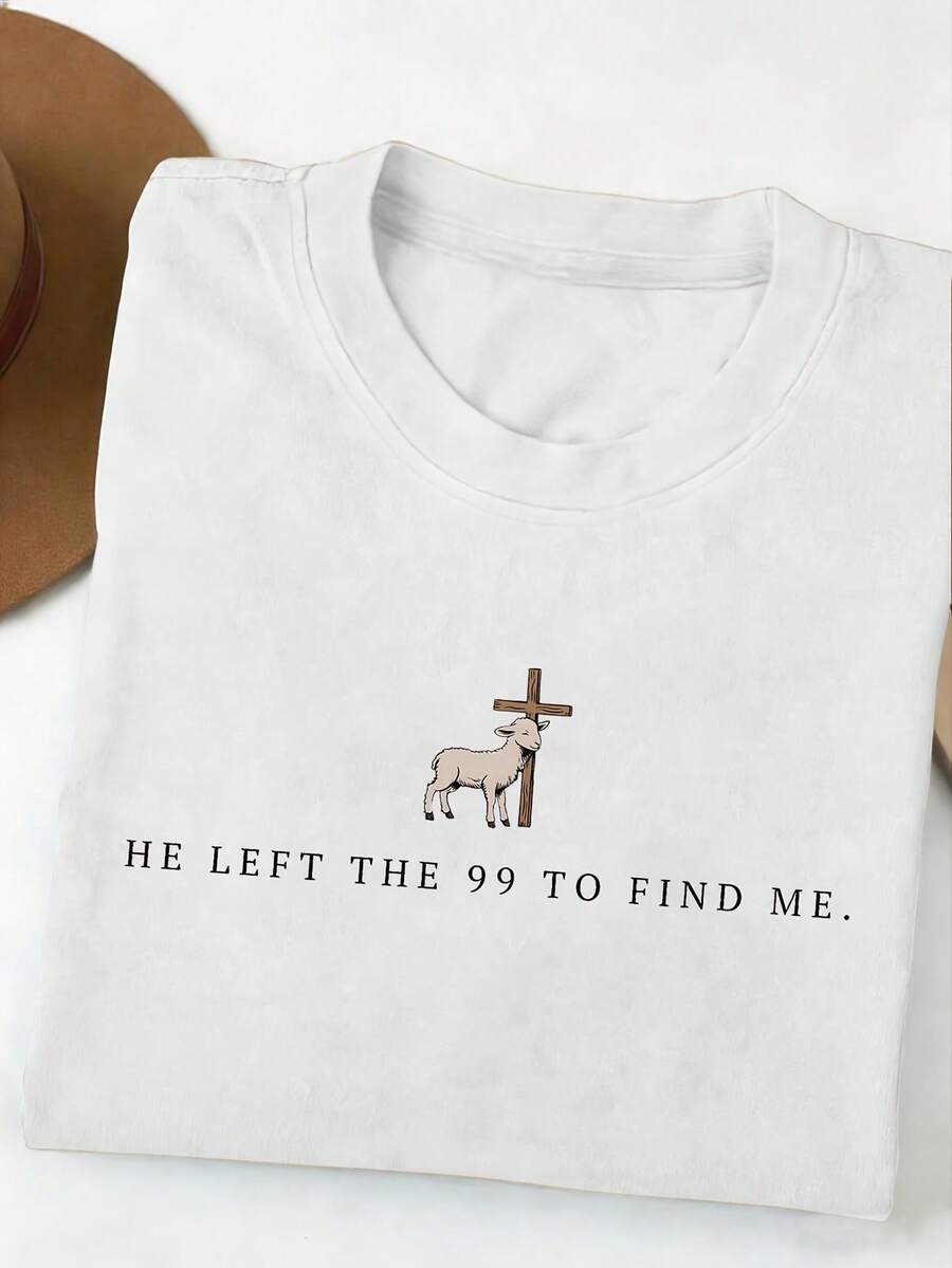 Camiseta con citas bíblicas, cruz de Jesús y estampado de fe, camiseta de moda casual de verano para mujer con cuello redondo - Blanco - Ver 1