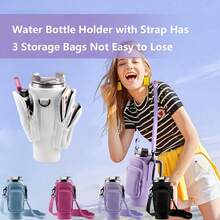 40oz Glass Cup Sleeve, Insulated Cup Lid, Shock-Proof Cup Holder With Adjustable Shoulder Strap, Suitable For Outdoor Travel, Fitness, Daily Use. 40/30oz Glass Cup Insulated Sleeve With Phone Pocket, Handle And Adjustable Shoulder Strap, Key Chain, Suitable For Hiking, Camping, Sports Water Bottle Insulated Bag, Essential For Travel And Cruise - Multicolor - View 1
