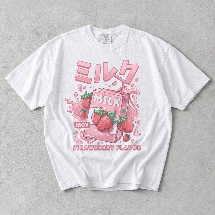 Mia del anime Kawa Strawberry Milk, Mia R , Mia Y2K Cutre.JPG |   Diseño exquisito |   Suelto y cómodo |   Fácil de combinar | - Blanco - Ver 1