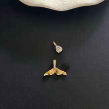 Women's Minimalist Versatile 18K Gold Plated Zirconia Mermaid Tear Pendant Necklace - Gold - View 2