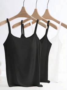 Set de 3 camisetas de tirantes con forro acolchado incorporado, cómodas y antidestellos - Multicolor 4 - Ver 4
