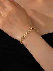 1 pieza Brazalete versátil y elegante con símbolo del infinito, adecuado para el uso diario de las mujeres - Amarillo Oro - Ver 6
