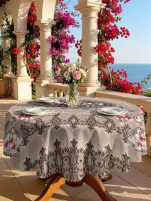 1/2pcs Tablecloth, Vintage Floral Pattern Polyester Tablecloth Suitable For Kitchen, Dining Room, Coffee Table, Dining Table, Picnic, Camping, Countryside Decor. Square And Round Shapes Available, Protect Tabletop, Decorate For Holidays, Multi-Scenario Use - Multicolor - View 18
