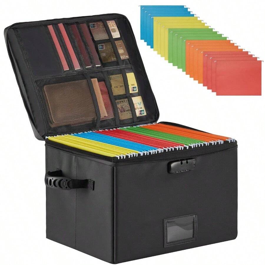 File Box, Lockable File Bag, Family Style Full Box, Suitable For Letters/Legal Folders - With Suspension Files - View 1