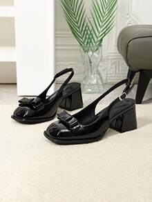 Sapatos Retrô Franceses Mary Jane Femininos, Novos Sapatos de Salto Alto para a Primavera, Sapatos de Couro Pequenos e Sexy Coreanos, Bombas de Salto Quadrado Elegantes de Cor Sólida e Salto Grosso - Preto - Visão 6