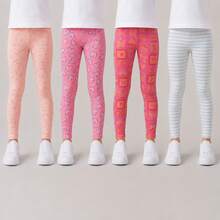 Girls' Cotton Leggings, Plain Or Printed, Comfortable Pants With Elastane, Sizes 2 To 12, Soft, Casual, School, Everyday Wear. Fitted Leggings With Elastic Waistband, Children's Fashion, Winter/Mid-Season, Comfortable, Flexible, Various Prints. - 列印 - 查看 8