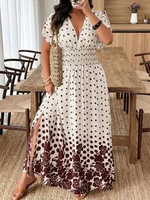 Vestido de verano de talla con estampado aleatorio, moda - Multicolor 7 - Ver 1