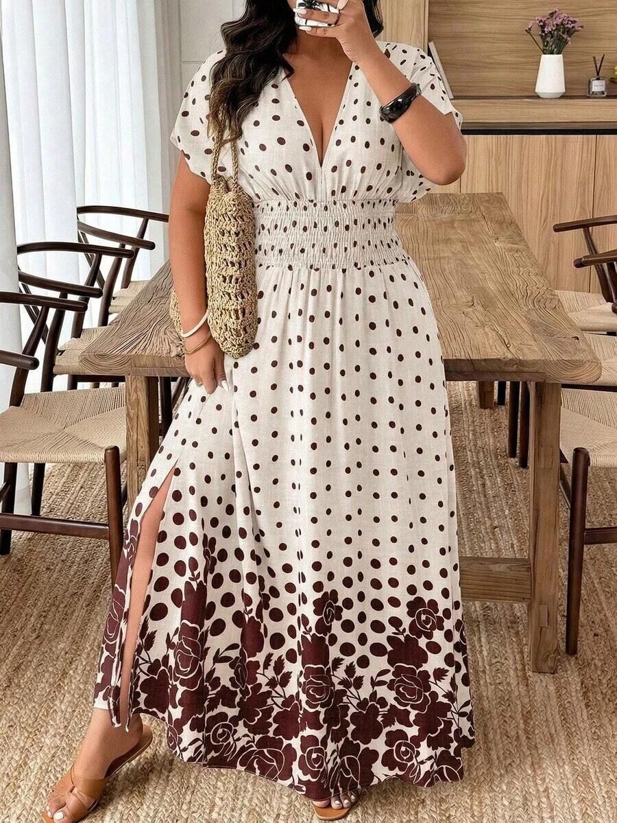 Vestido de verano de talla con estampado aleatorio, moda - Multicolor 7 - Ver 1