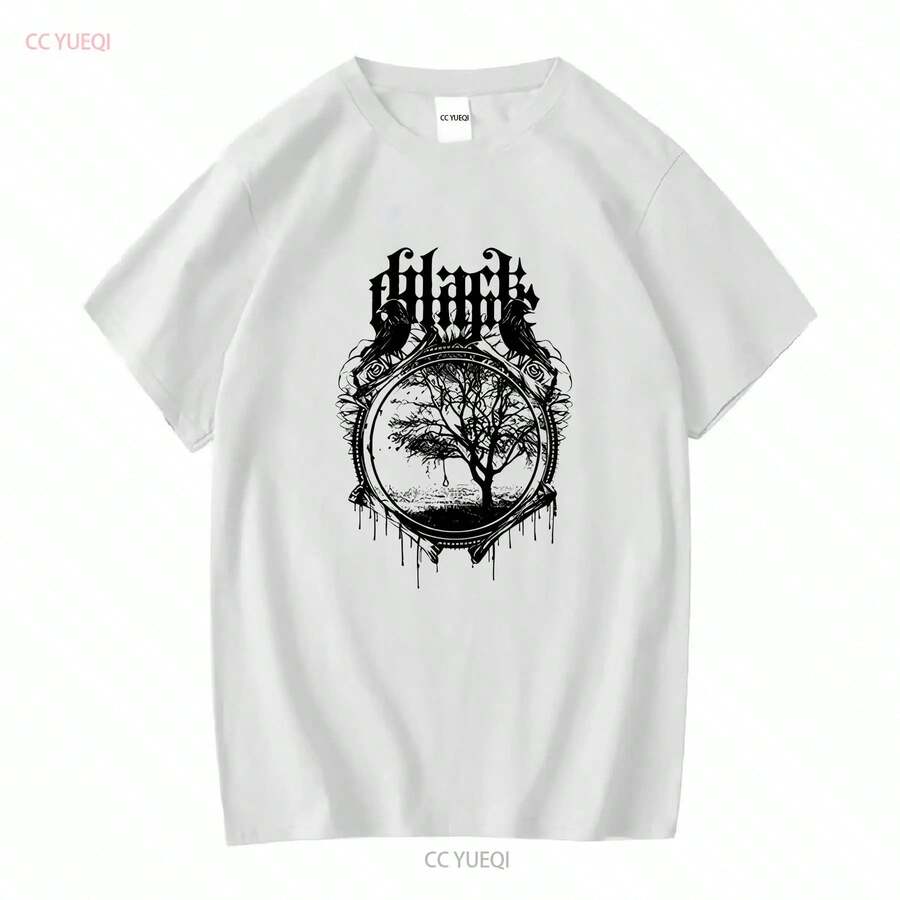 Camiseta de la banda Black Tongue (Británica, Deathcore, Downtempo) con diseño de cuervo, tallas M-2XL, manga larga o corta, vintage, lavada, cómoda, unisex, suave. - Blanco - Ver 1