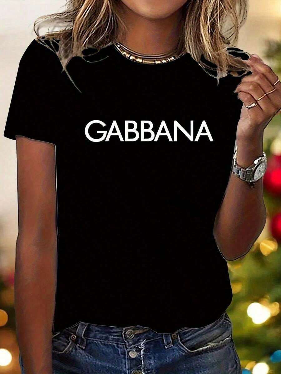 Moderna Camiseta Clásica de Algodón Estampado Casual para Mujeres Jóvenes, Estilo Versátil, Ideal para Salidas Diarias y Eventos Informales, Tallas Disponibles S/M/L/XL en Color Negro, Moda de Verano, Popular en de Ropa Femenina. - Negro - Ver 1