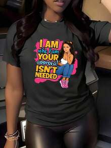 Camiseta y2k con diseño atrevido que dice "I AM who I am YOUR approval ISN'T NEEDED" perfecta para expresar tu estilo único. Ideal para quienes buscan destacar en la moda mexicana. Confeccionada en algodón suave, comodidad garantizada para cualquier ocasión. - Negro - Ver 8