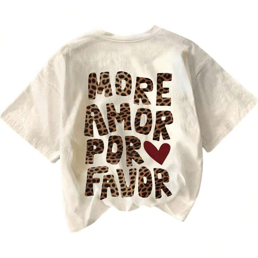 SweatyRocks Camisetas con estampado de leopardo para mujer, diseño de guepardo, estilo vintage, estética, para verano, Y2K - Albaricoque - Ver 1