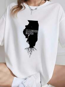 1 camiseta Illinois Roots, regalo con mapa del estado, camiseta de Illinois, 180g, 100% algodón - Blanco 1 - Ver 3