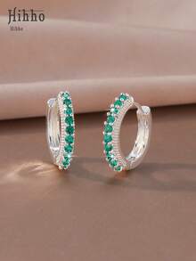Hihho 1 Pair Dopamine Chic Hoop Earrings, Silver-White Color Minimalist Design, Versatile Elegant Earrings Suitable For Commuting, Casual T-Shirts, And Dresses - Earrings - View 4