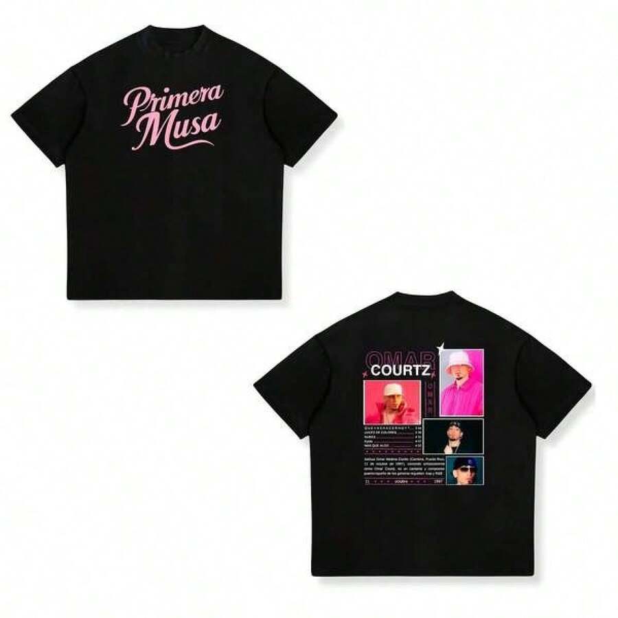 2026 Nueva Camiseta de la Gira de Omar Courtz Primera Musa para Hombre y Mujer, Moda Harajuku, Estilo Vintage - Negro - Ver 1