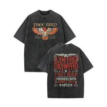 FREE BIRD T-Shirt 2 Sided,  Shirt, Retro Music Tee, Rock Music Lover Shirt, Vintage Band Shirts Casual Comfort Cotton Fabric Fit Top - Washed-black - View 1