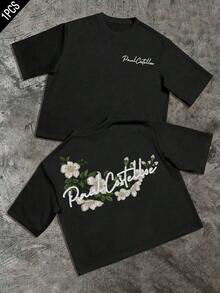 Lonblece Camiseta de manga corta con estampado bordado a mano para hombres, adecuada para primavera y verano - Negro - Ver 7