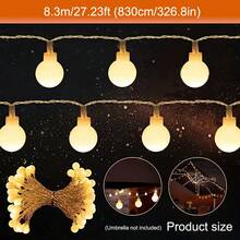 1PC, 50LED Battery Powered 8 Modes Remote Control LED Umbrella Lights Patio Umbrella String Lights Outdoor Umbrella Pole Lights DIY White Ball Fairy Lights Wireless Umbrella Lights For Patio Backyard Garden Camping Tent (Without Battery) - Đèn LED String Light - Xem 9