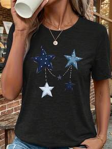 Una camiseta de manga corta para mujer, moderna, a la moda, retro y casual, de corte holgado, adecuada para actividades al aire libre en primavera y verano.Camiseta de manga corta de verano para mujer, estilo europeo y americano, con estampado de celebridades, holgada, transpirable, casual, deportiva y versátil para la moda urbana.blusas para mujer,blusas casuales para dama,tops,, mujer premium,y2k,playeras de mujer curvy,ofertas y liquidaciones ropa mujer,playeras deportivas para mujer,,playeras de hombre, mujer,blusas>elegante CM3W - Negro - Ver 8