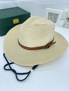 1pc Foldable Straw Cowboy Style Fashion Hat, Suitable For Women/Men Outdoor Activities Like Beach, Hiking, Climbing, Also Can Be Daily Accessory And Gift - Multicolor - View 11