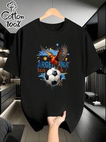 Camiseta de manga corta para hombre con temática de la serie  'Rufous Hornero', hecha de 100% algodón puro.Es elegante y sencillo, perfecto para el uso diario, y es un excelente regalo para hombres, ya sea para días festivos, cumpleaños o el Día del Padre. - Negro - Ver 1