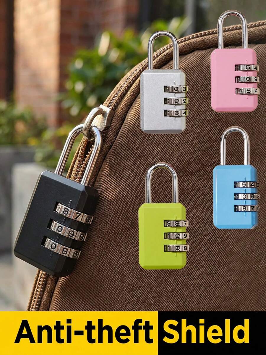 Minimalist Metal Combination Lock With Resettable 3-Dial Password System Multi Use 3 Digit Password Combination Padlock For Women And Men Mini Security Locks Perfect For Zipped Backpacks Diaper Bags Gym Locking School Lockers Laptop Bags And Toolboxes Metal Code Lock Dormitory Supplies Luggage Security Travel Luggage Gear Back To School Travel Essentials Accessories