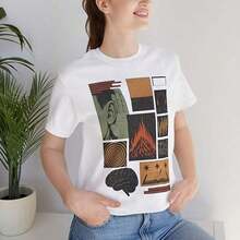short-sleeveCamiseta con collage cerebral surrealista - Camiseta gráfica retro100% Cotton - Blanco - Ver 6
