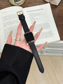 1件適用於Apple Watch女性PU圓形錶帶 38MM 40MM 41MM 42MM 44MM 45MM 46MM 49MM Ultra 11/10/9/8/7/6/5/4/3/2 SE - black gold - 查看 4