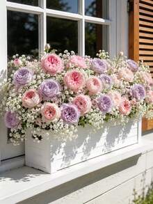 22pcs Artificial Peony Flowers With Baby's Breath, Mixed White And Pink Peonies And Baby's Breath, Suitable For Home Decor, Photography Props, Wedding Decoration, Bridal Bouquet, Valentine's Day, Holiday Decoration, Artificial Flowers, Spring Decor, Home And Office Decoration, Floral Arrangement, Artificial Centerpiece, Outdoor Garden And Yard Decor, Wedding Birthday Bride Gift Party Decoration, Mother's Day Gift - Multicolor - View 2