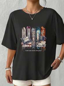 1 PcsWomen'S Funny Christian Retirement Plan T-Shirt - Soft Stretch 100% Oversized Comfort Fit, Humorous Faith-Based Retirement Age Design With Colorful Lettering & Bible Verse (Psalm 23 1-2), Machine180g Cotton 100% - 黑色 2 - 查看 12