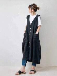 Women Midi Dresses - Black - View 2
