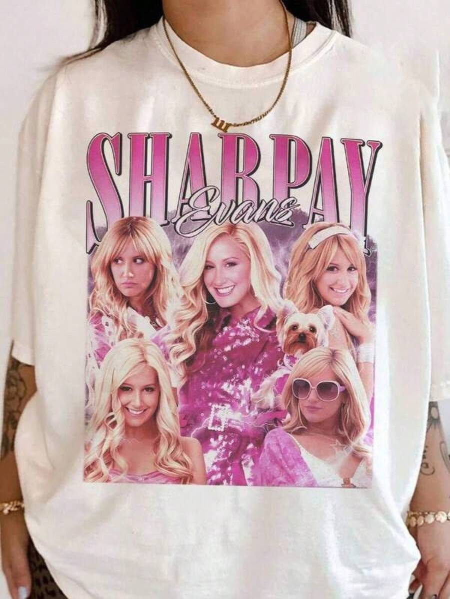 Vintage Sharpay High School Musical Shirt Sharpay Homage Shirt High School Musical Shirt Movie Shirt .Camiseta informal de moda con estampado creativo para mujer, de manga corta y cuello redondo, para primavera y verano-Shirt Women Festive Celebration Shirt Party Wear Top - Negro - Ver 1
