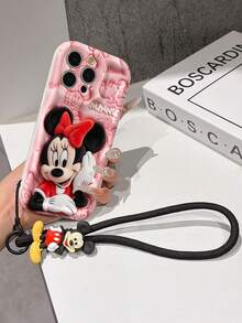 This Disney Mickey Mouse Lanyard Phone Case Is Fully Covered In TPU Material. It's Shockproof, Lightweight, And Compatible With IPhone17/16/11/13/15/15 Plus/15 Pro/15 Pro Max/12/14 Pro Max/11 Pro Max/12 Pro/12 Pro Max/13. This Phone Case Makes A Popular Birthday Gift Or Business Gift; It's Durable, Stain- And Fingerprint Resistant, And Suitable For Both Men And Women. The Set Also Includes A Mickey Mouse Phone Case And A Mickey Mouse Plush Bracelet. It's A Perfect Gift For Friends And Family. This Stylish Phone Case Is Fun, Lightweight, And Durable. IPhone17 Pro Max Phone Case, Minnie Mouse Phone Case. - trắng - Xem 5