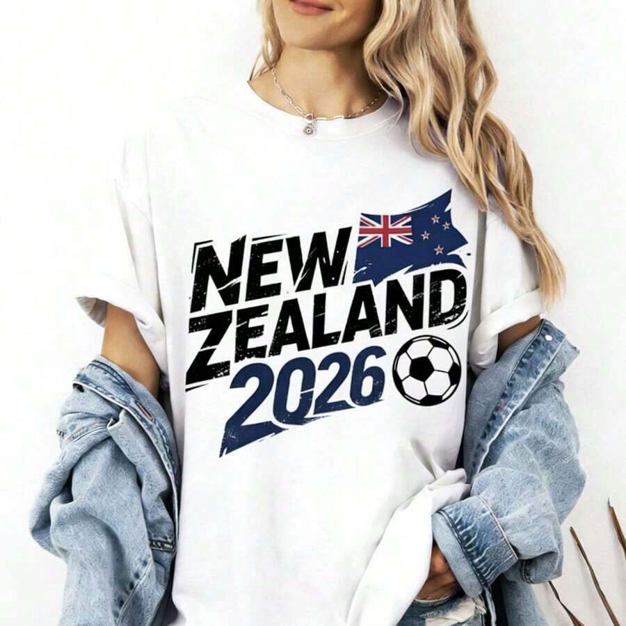 USA 2026 Fan T-Shirt, American Football Fan T-Shirt With American Flag, Support The USA National Team For The 2026 World Cup T-Shirt, Gift For The US National Team. Women's T-Shirts - 白色 4 - 查看 1